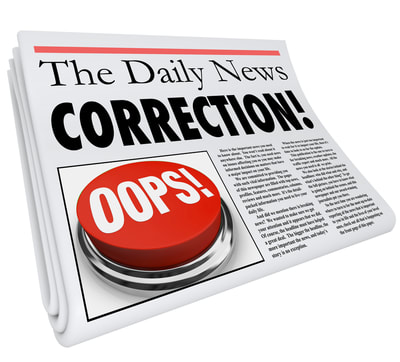 newspaper headline of "oops, correction"